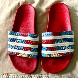 Adidas Red Slides size 8 Us and 7 UK
